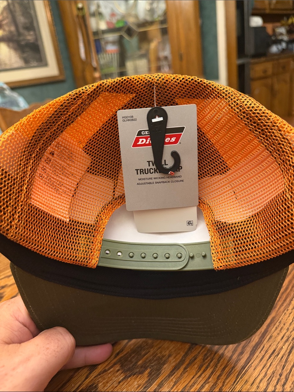 Dickies Olive Green and Orange Mesh Trucker Hat - Picture 5 of 6